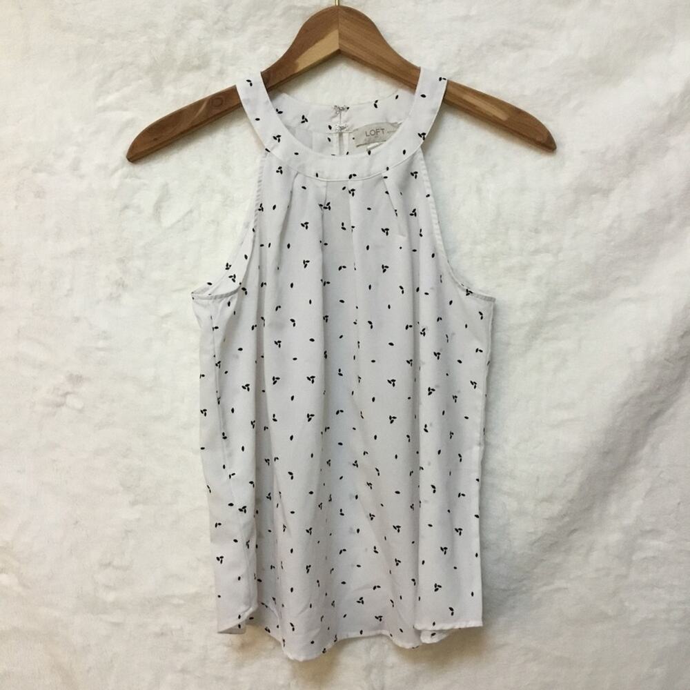 Loft White With Black Patterned Halter Top - image 1
